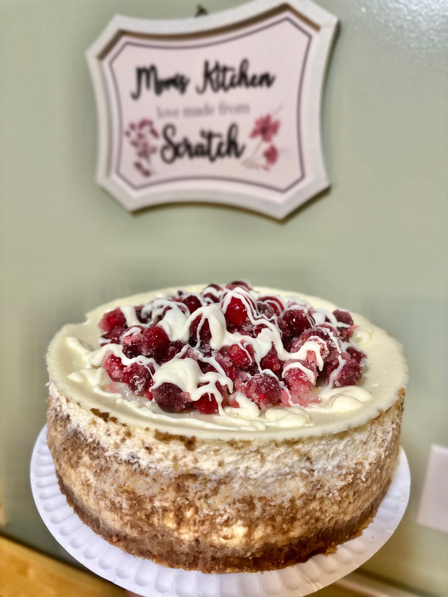 Decadent Sugared Cranberry White Chocolate Cheesecake - 8” WHOLE