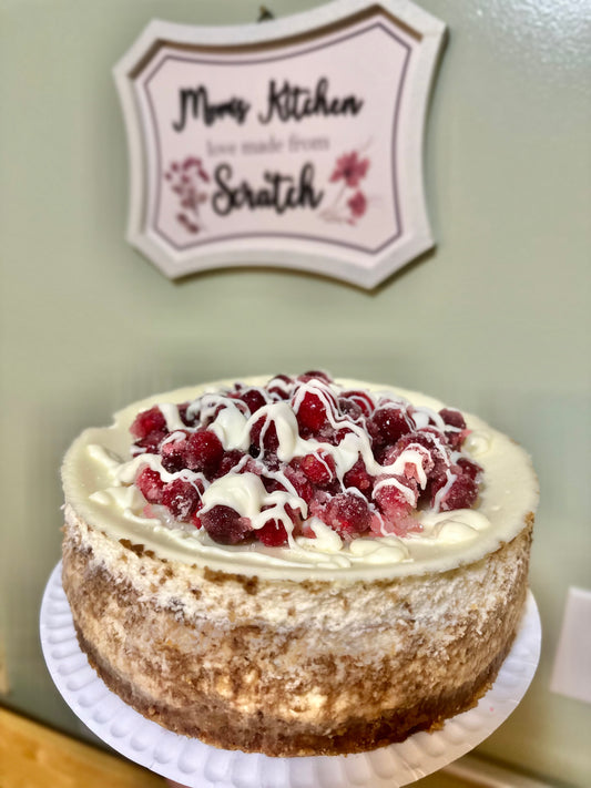 Decadent Sugared Cranberry White Chocolate Cheesecake - 8” WHOLE